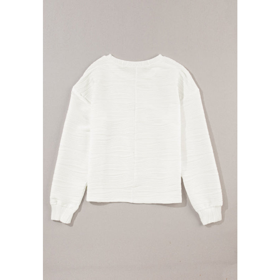 Texture Round Neck Long Sleeve Sweatshirt Apparel and Accessories