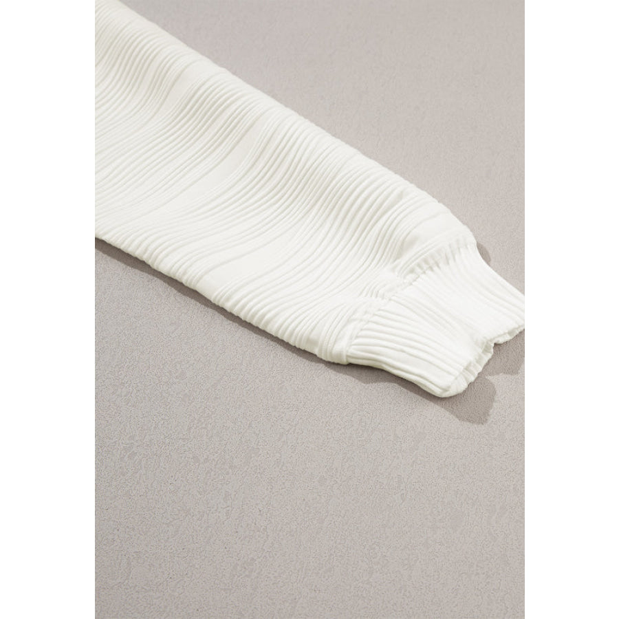 Texture Round Neck Long Sleeve Sweatshirt Apparel and Accessories