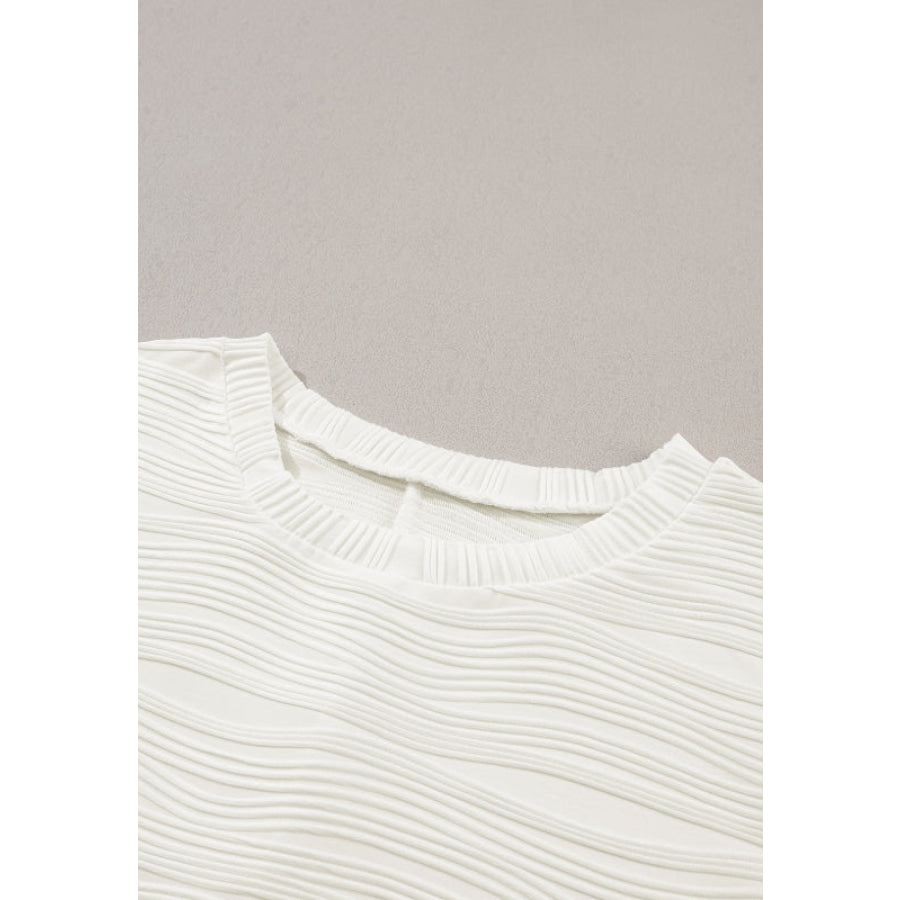 Texture Round Neck Long Sleeve Sweatshirt Apparel and Accessories