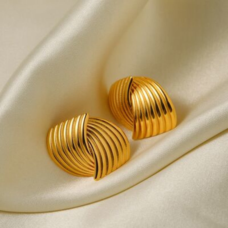 Texture Stainless Steel Stud Earrings Gold / One Size Clothing