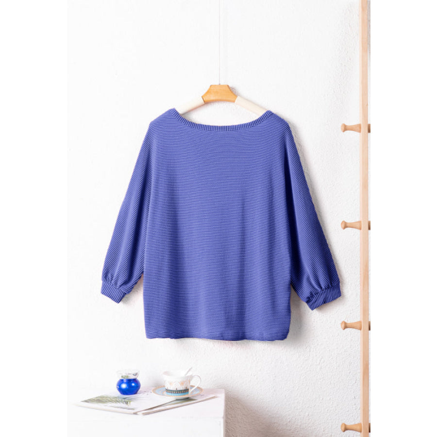 Texture V-Neck Long Sleeve Top Apparel and Accessories