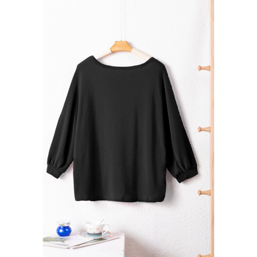 Texture V-Neck Long Sleeve Top Apparel and Accessories