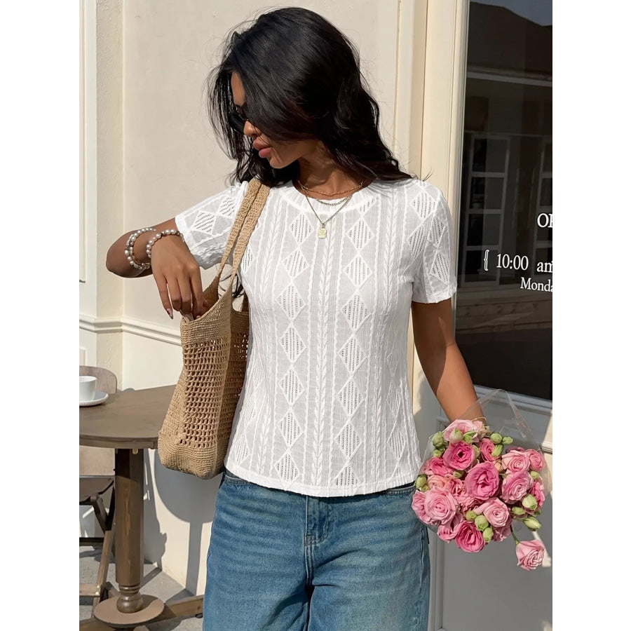 Textured Bow Back Knit T-Shirt Apparel and Accessories