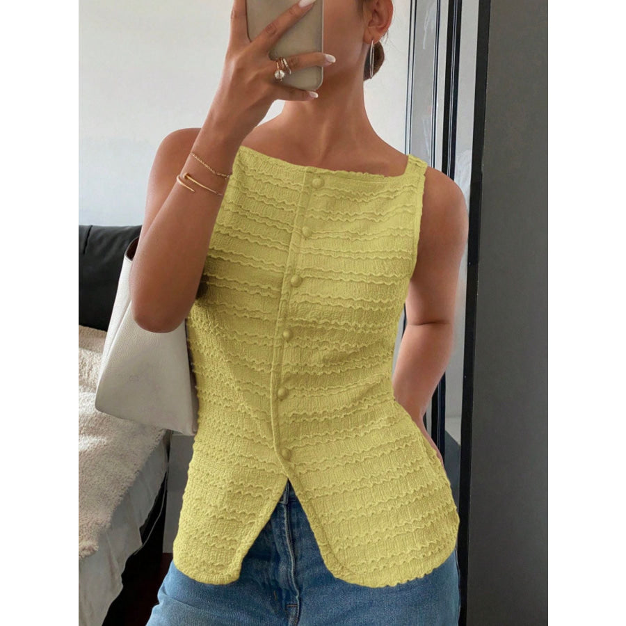 Textured Button-Front Tank Apparel and Accessories