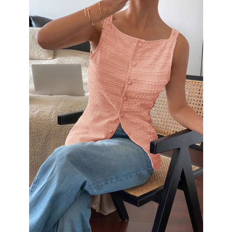 Textured Button-Front Tank Apparel and Accessories