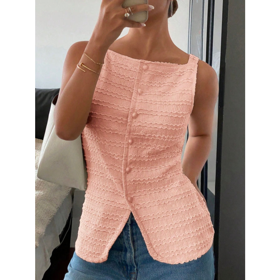 Textured Button-Front Tank Apparel and Accessories