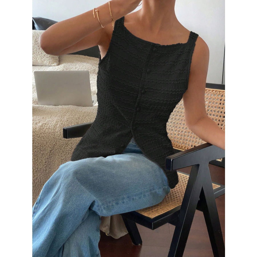 Textured Button-Front Tank Apparel and Accessories