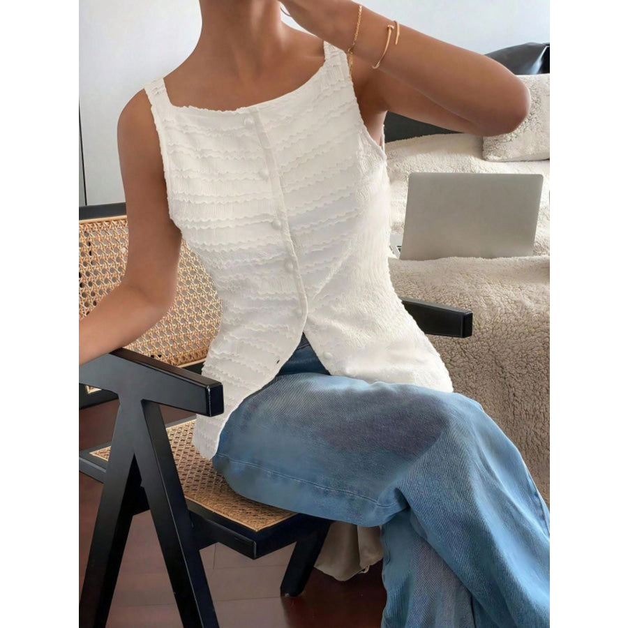 Textured Button-Front Tank Apparel and Accessories