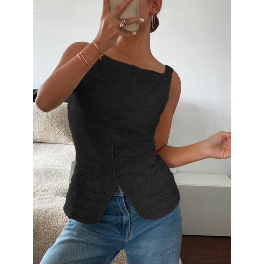 Textured Button-Front Tank Apparel and Accessories