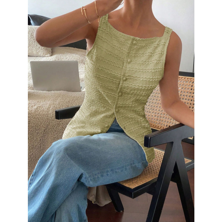 Textured Button-Front Tank Apparel and Accessories
