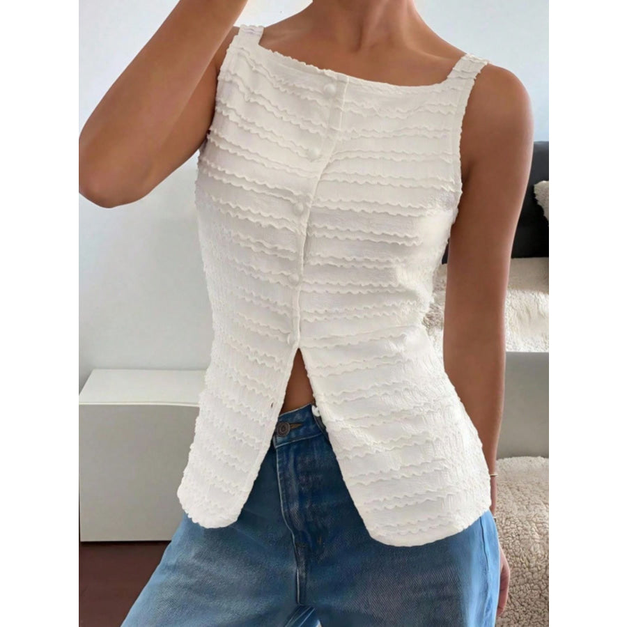 Textured Button-Front Tank Apparel and Accessories