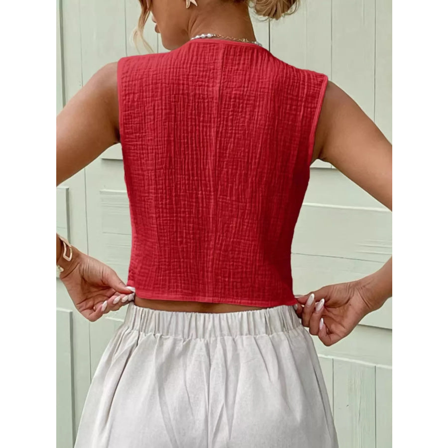 Textured Button-Front Vest Apparel and Accessories