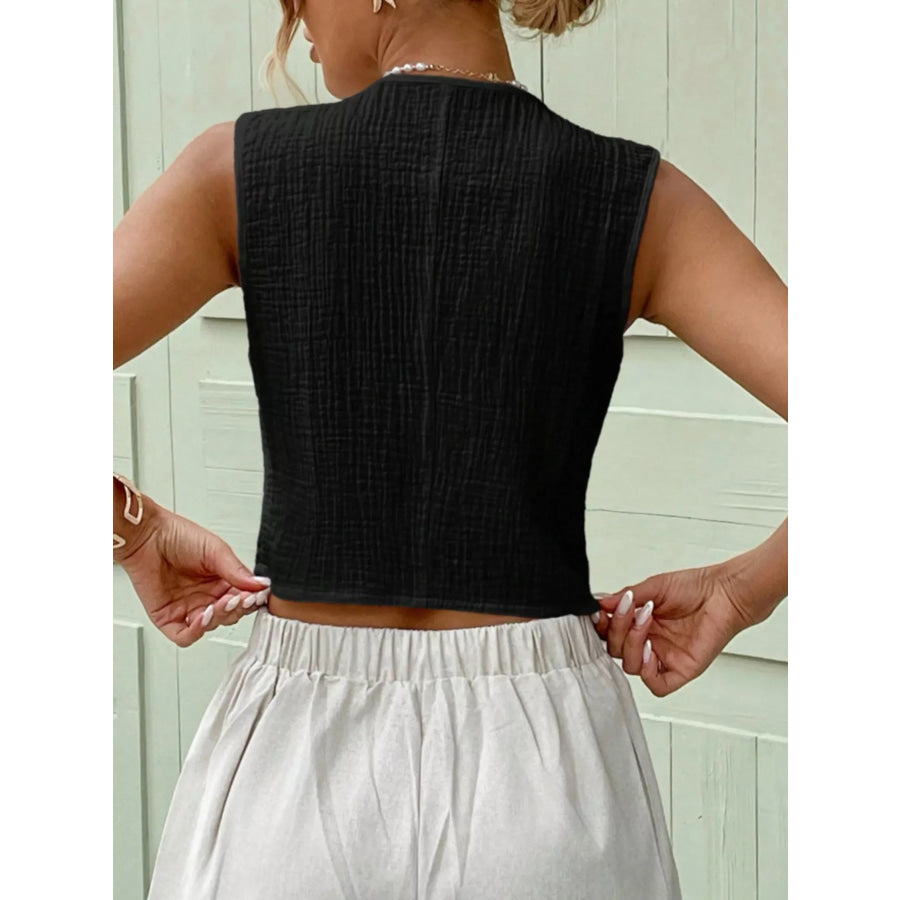 Textured Button-Front Vest Apparel and Accessories