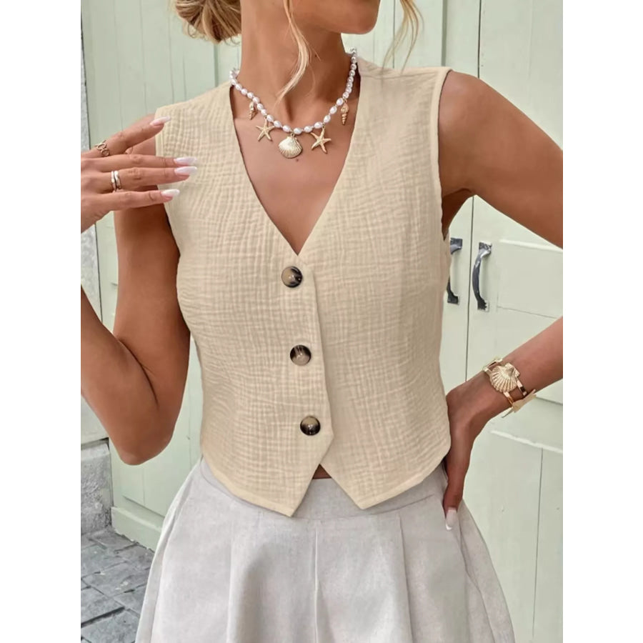 Textured Button-Front Vest Apparel and Accessories