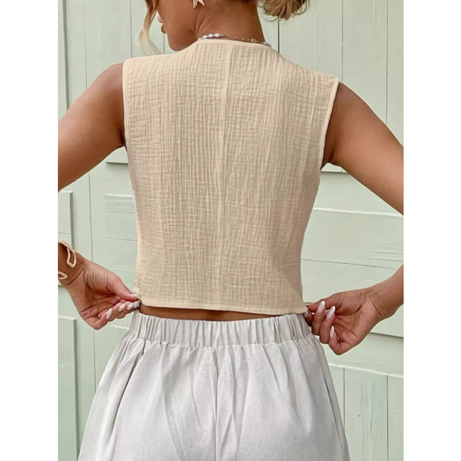 Textured Button-Front Vest Apparel and Accessories