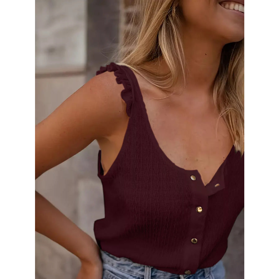 Textured Button-Up Tank Apparel and Accessories