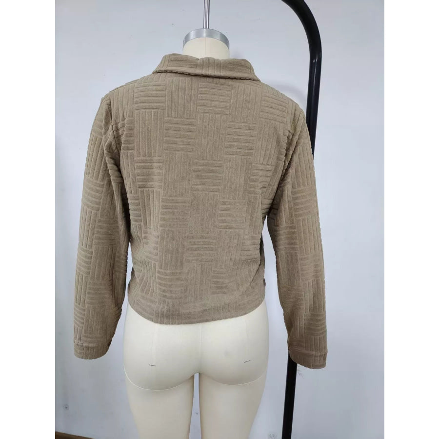 Textured Corduroy Button-Front Cropped Jacket Apparel and Accessories