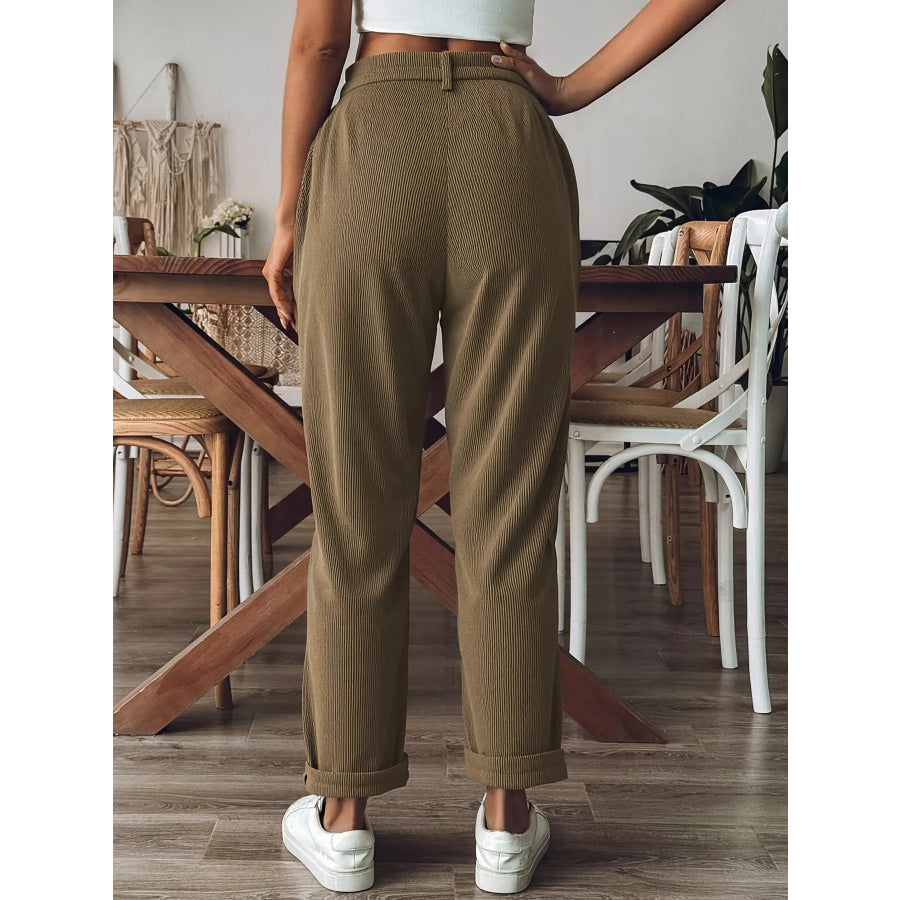 Textured Corduroy Straight-Leg Pants Apparel and Accessories