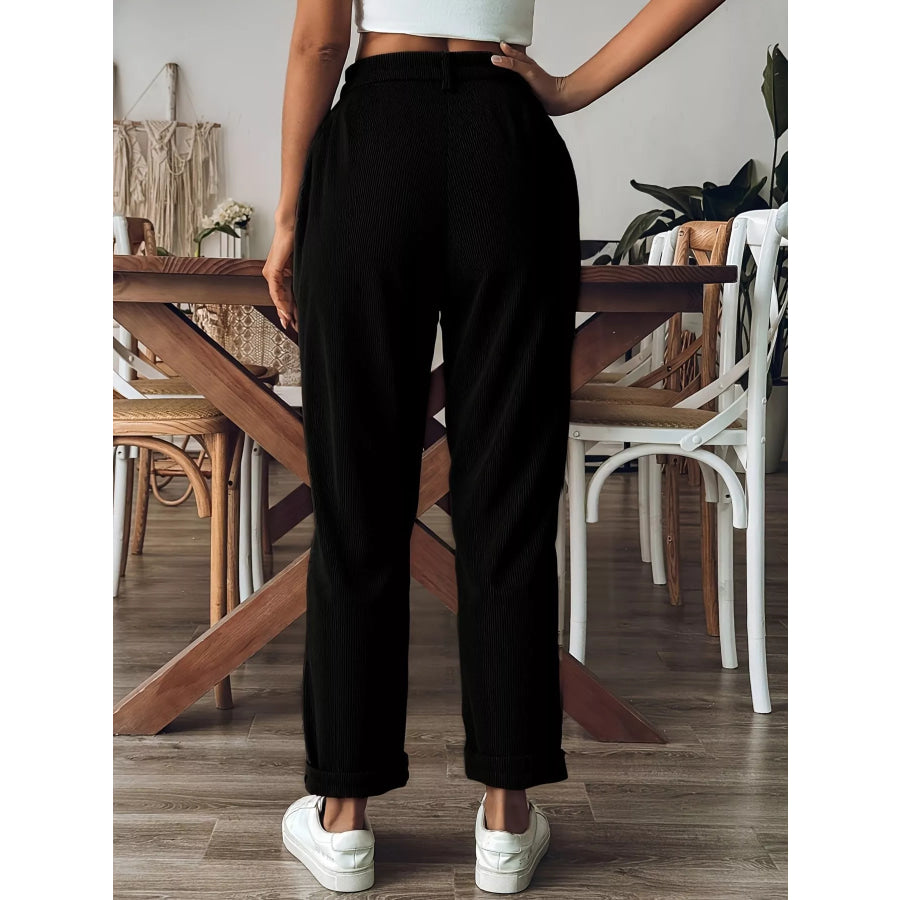 Textured Corduroy Straight-Leg Pants Apparel and Accessories