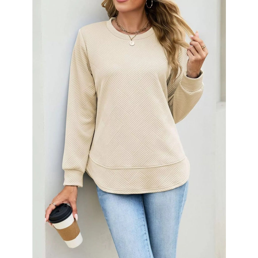 Textured Crew Neck Sweatshirt Apparel and Accessories
