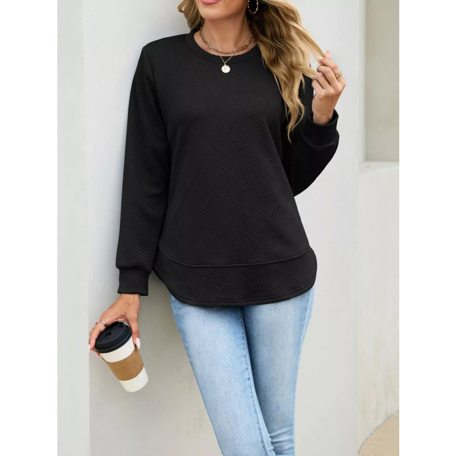 Textured Crew Neck Sweatshirt Apparel and Accessories