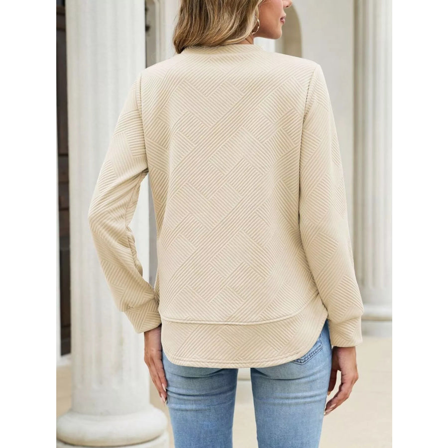 Textured Crew Neck Sweatshirt Apparel and Accessories