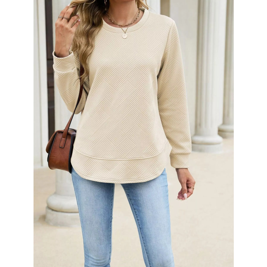 Textured Crew Neck Sweatshirt Apparel and Accessories