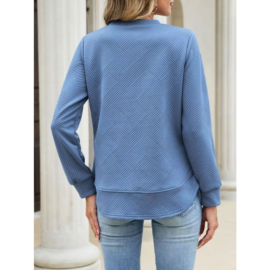 Textured Crew Neck Sweatshirt Apparel and Accessories