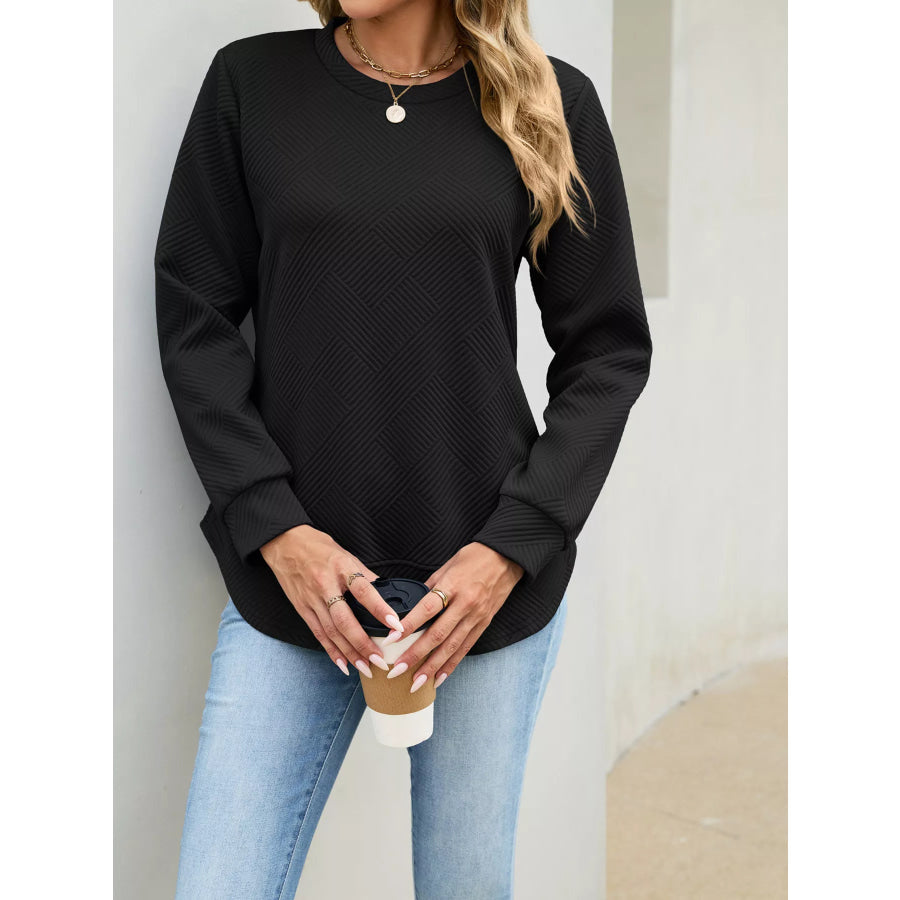 Textured Crew Neck Sweatshirt Apparel and Accessories