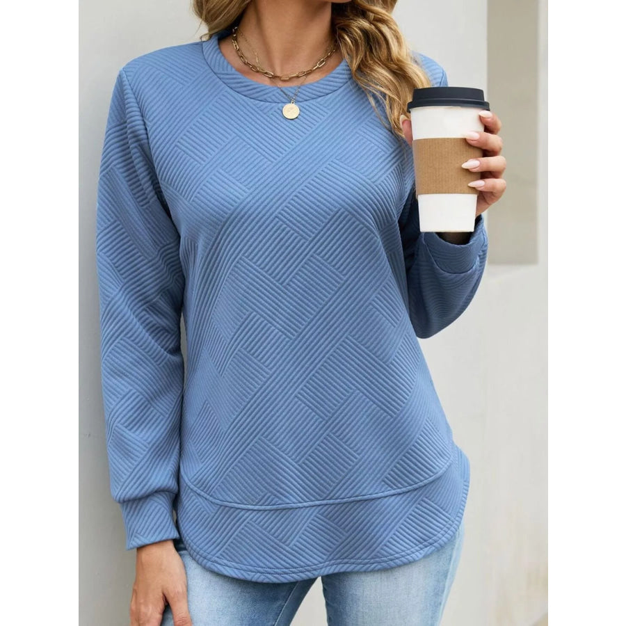 Textured Crew Neck Sweatshirt Apparel and Accessories