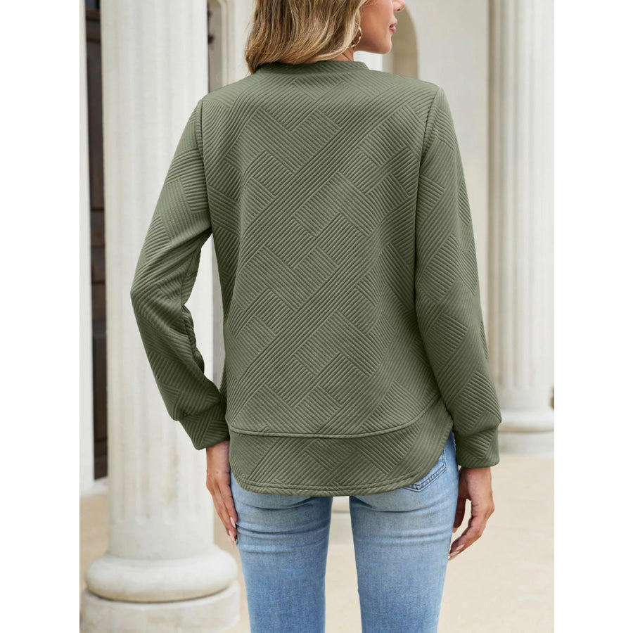 Textured Crew Neck Sweatshirt Apparel and Accessories