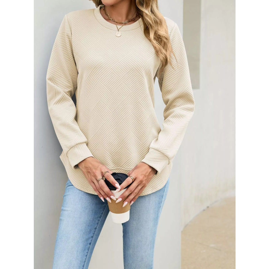 Textured Crew Neck Sweatshirt Apparel and Accessories