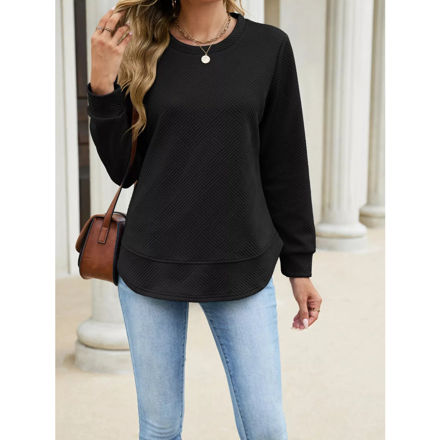 Textured Crew Neck Sweatshirt Apparel and Accessories
