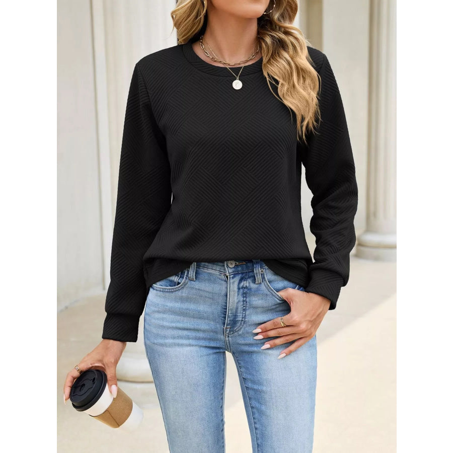 Textured Crew Neck Sweatshirt Apparel and Accessories