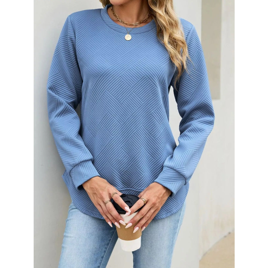 Textured Crew Neck Sweatshirt Apparel and Accessories