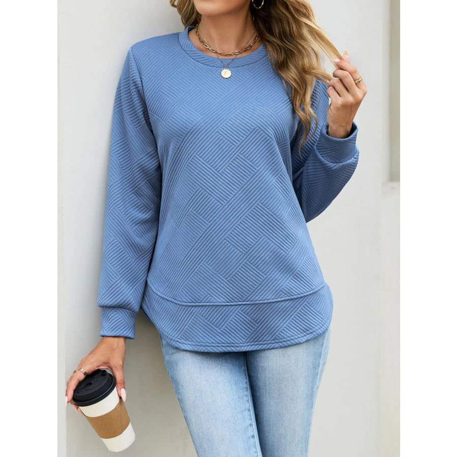 Textured Crew Neck Sweatshirt Apparel and Accessories