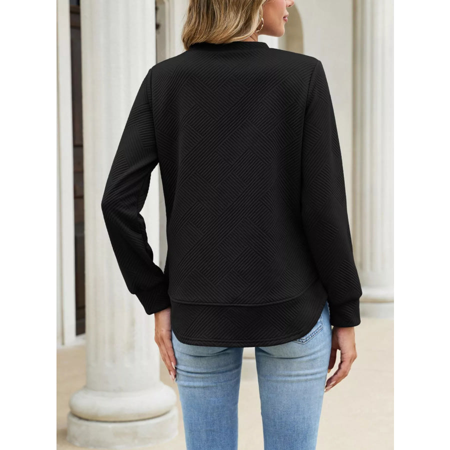 Textured Crew Neck Sweatshirt Apparel and Accessories
