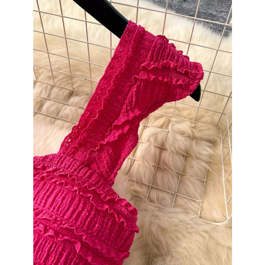 Textured Crop Top and Tiered Skirt Set Apparel and Accessories
