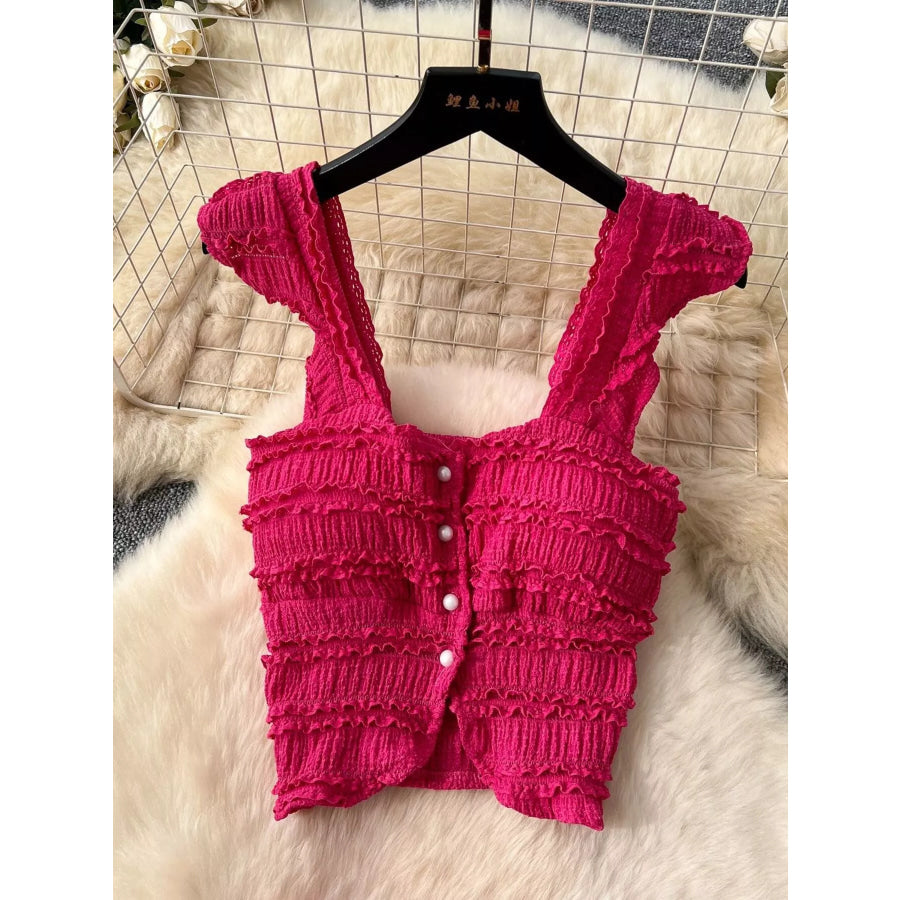 Textured Crop Top and Tiered Skirt Set Apparel and Accessories