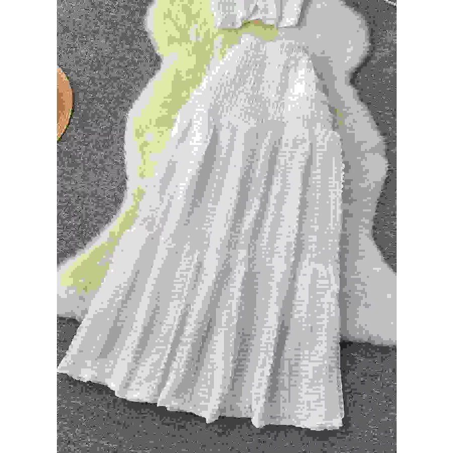Textured Crop Top and Tiered Skirt Set Apparel and Accessories