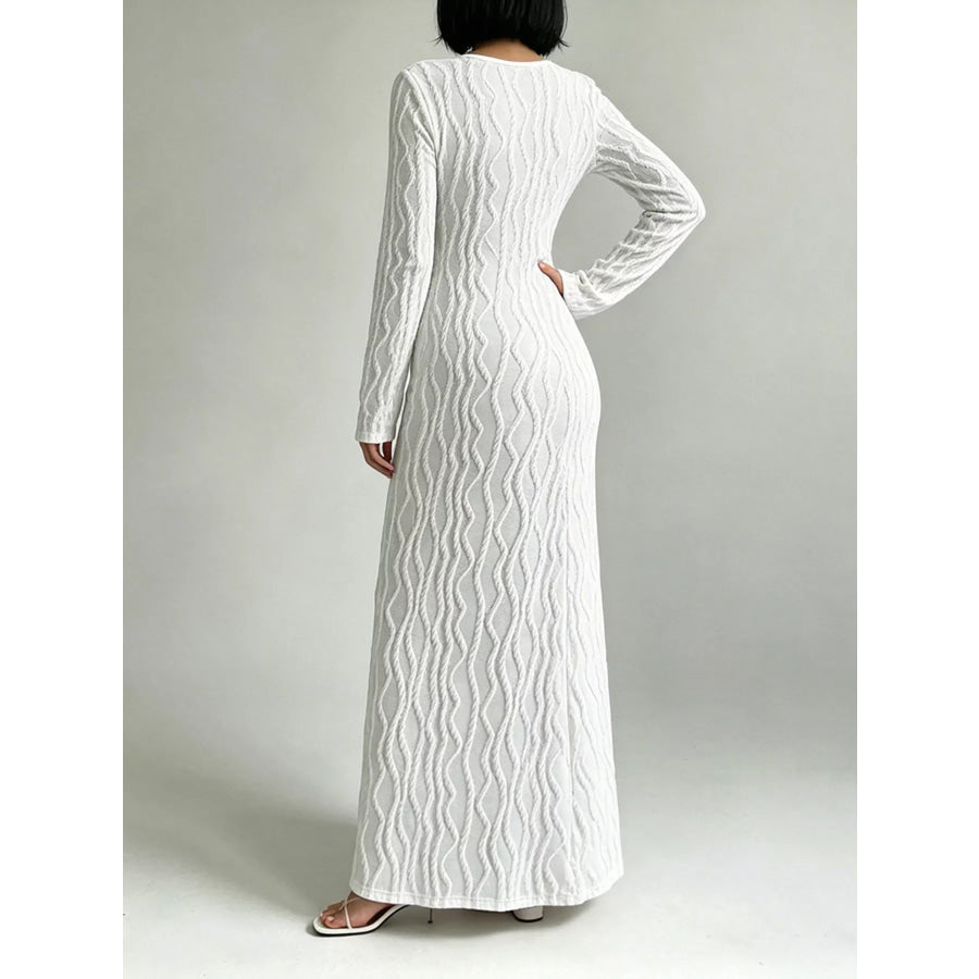 Textured Cut-Out Long Sleeve Maxi Dress Apparel and Accessories