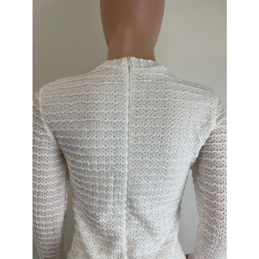 Textured Decor Button Midi Dress Apparel and Accessories