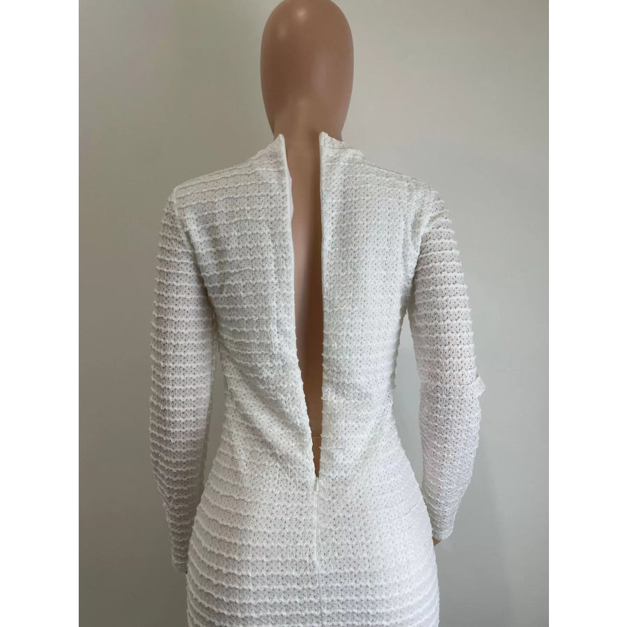Textured Decor Button Midi Dress Apparel and Accessories