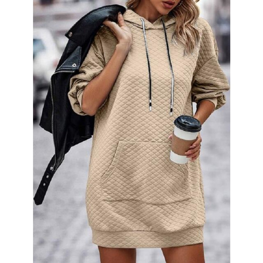 Textured Drawstring Tunic Hoodie