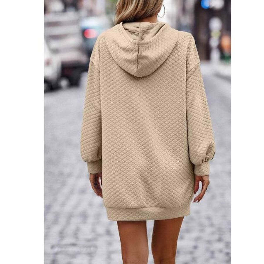 Textured Drawstring Tunic Hoodie