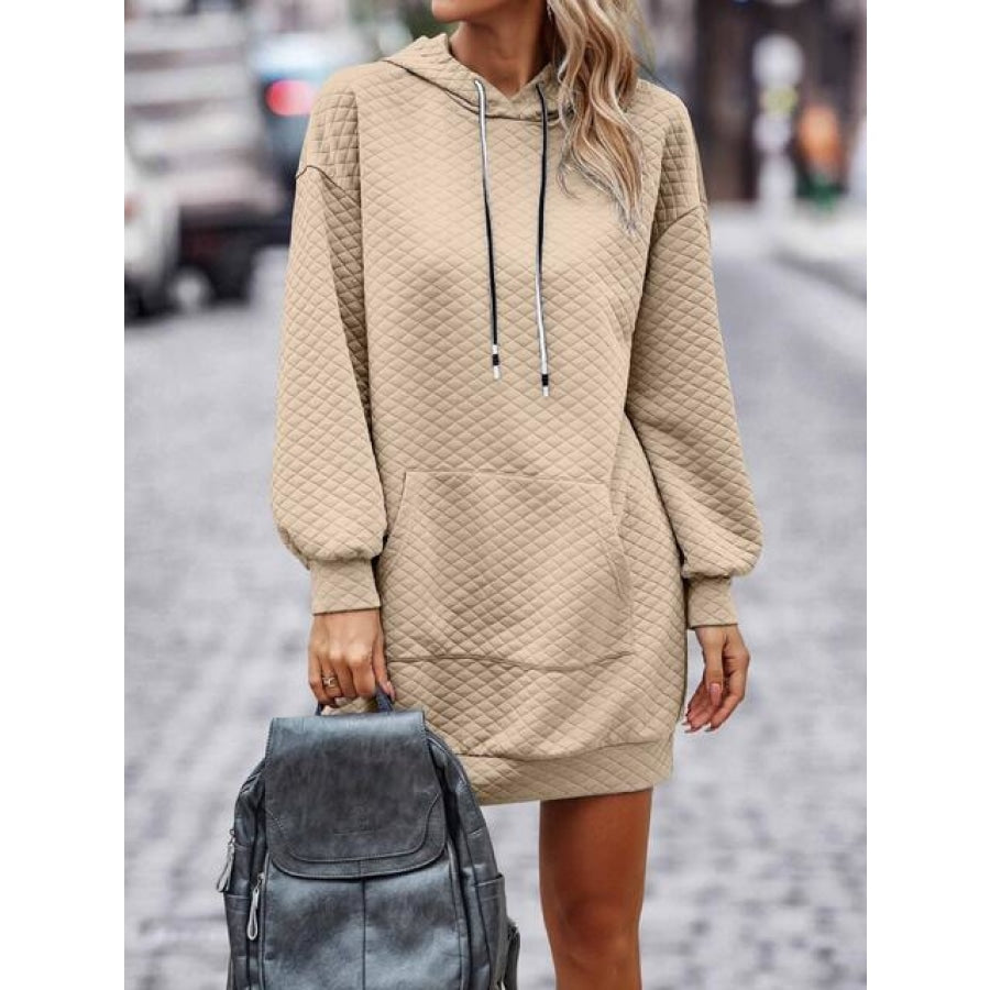 Textured Drawstring Tunic Hoodie