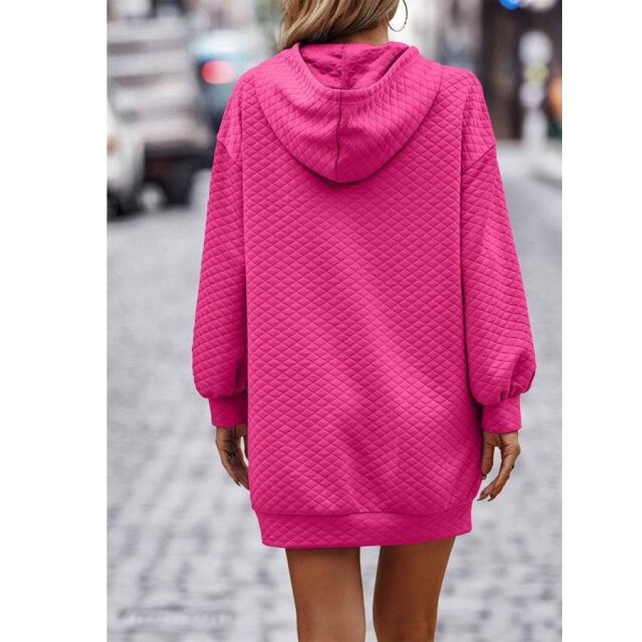 Textured Drawstring Tunic Hoodie