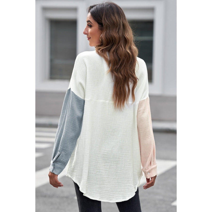 Textured Drop Shoulder Longline Shirt