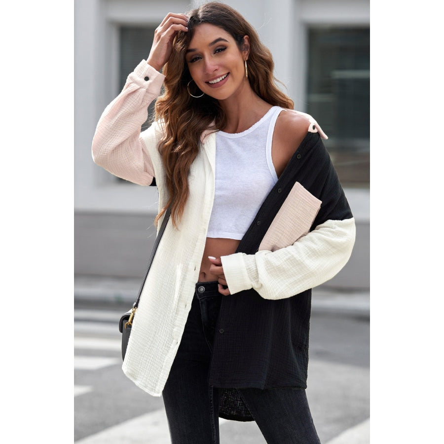 Textured Drop Shoulder Longline Shirt