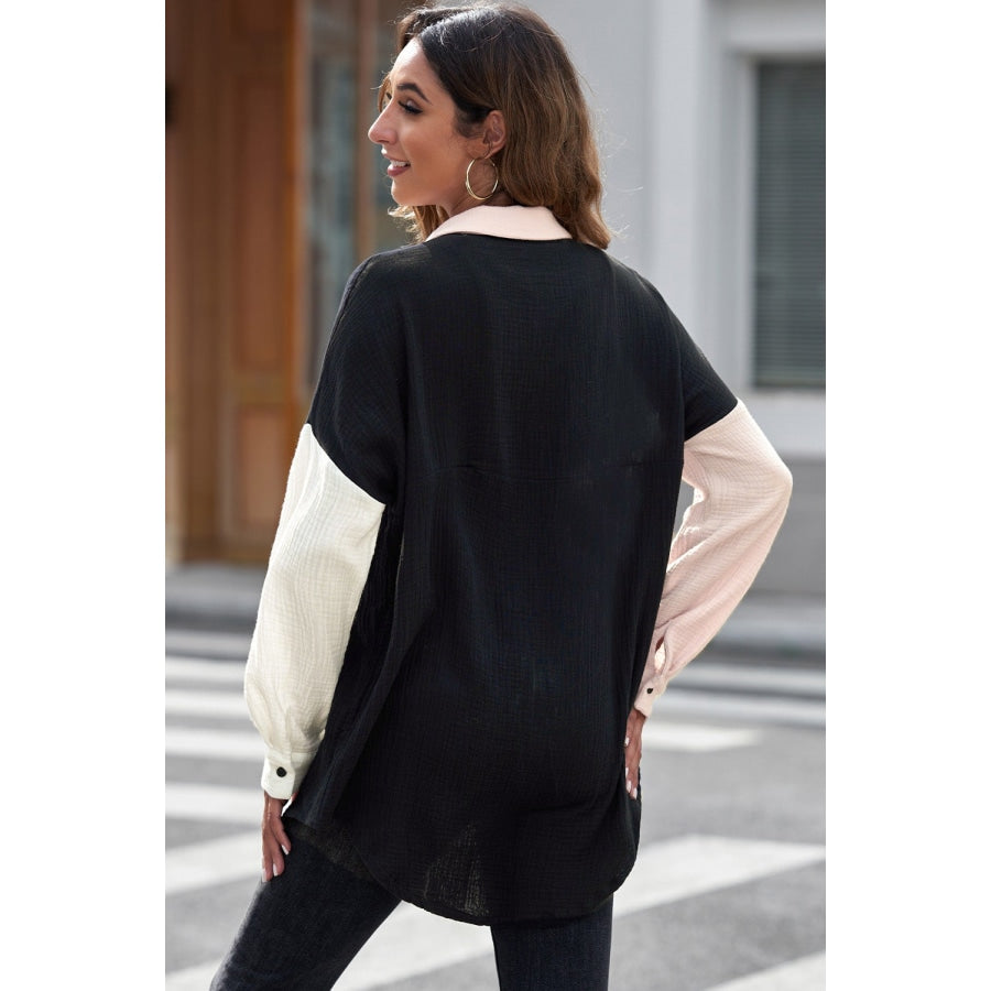 Textured Drop Shoulder Longline Shirt